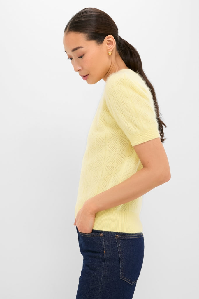 Lemongrass Brushed Merino Wool Puff Sleeve Lexie Sweater