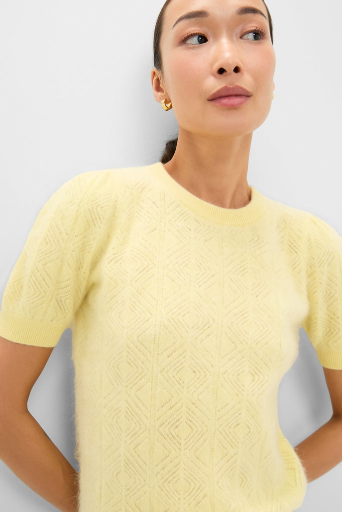 Lemongrass Brushed Merino Wool Puff Sleeve Lexie Sweater