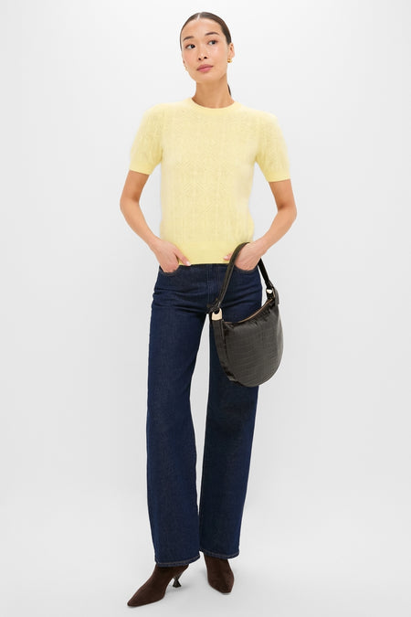 Lemongrass Brushed Merino Wool Puff Sleeve Lexie Sweater
