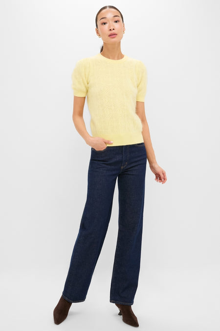 Lemongrass Brushed Merino Wool Puff Sleeve Lexie Sweater