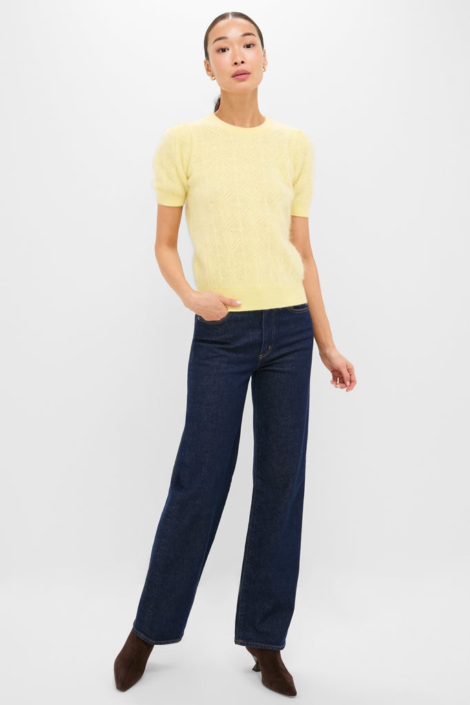 Lemongrass Brushed Merino Wool Puff Sleeve Lexie Sweater