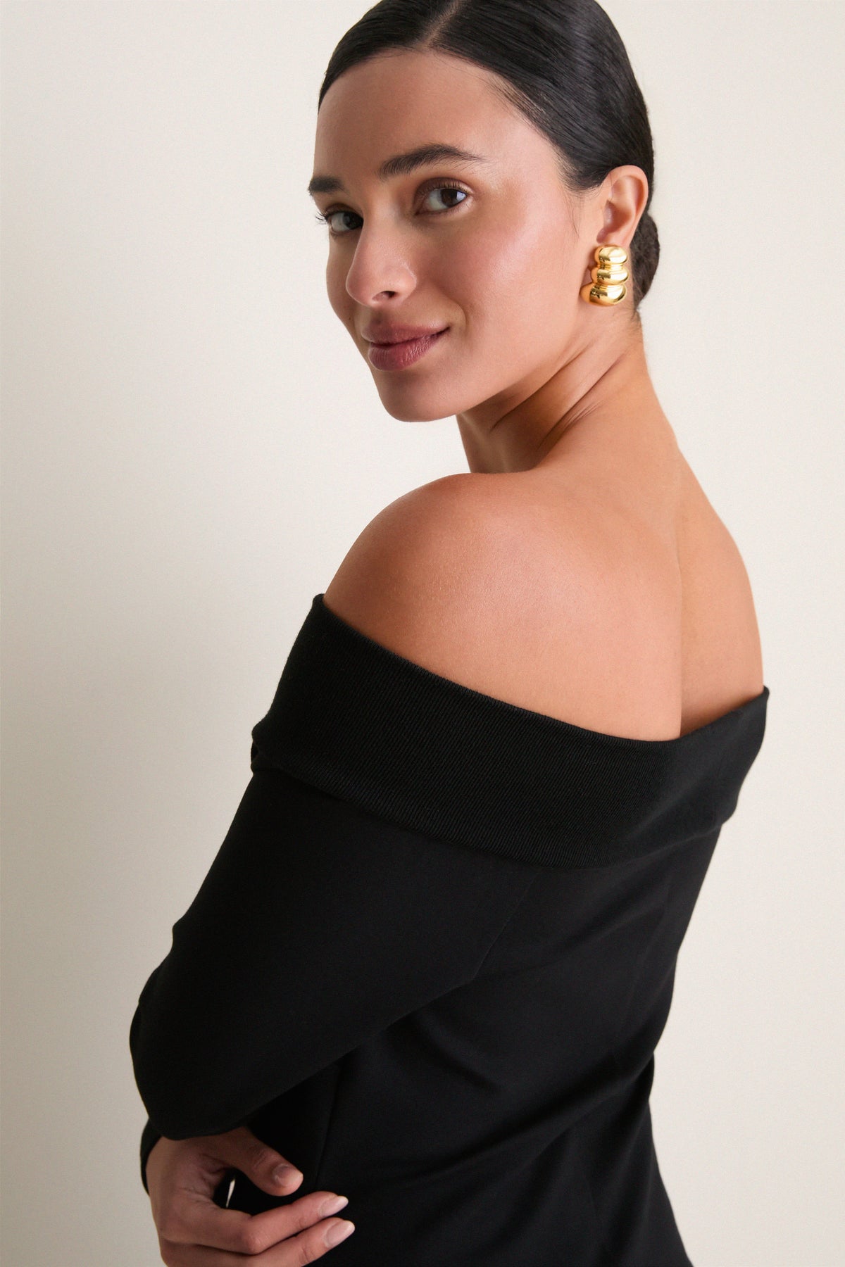 Black Ponte Off the Shoulder Mara Top
