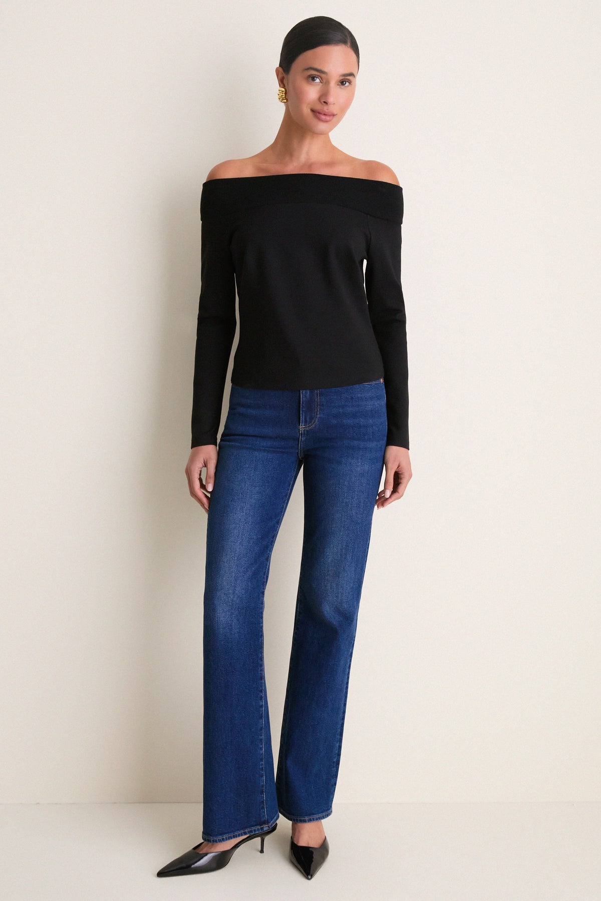 Black Ponte Off the Shoulder Mara Top