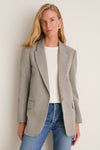 Gray Herringbone Suede Patch Leo Blazer