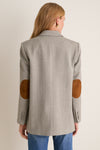 Gray Herringbone Suede Patch Leo Blazer