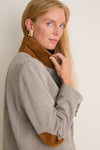 Gray Herringbone Suede Patch Leo Blazer