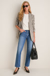 Gray Herringbone Suede Patch Leo Blazer