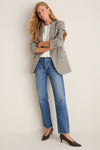 Gray Herringbone Suede Patch Leo Blazer