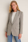 Gray Herringbone Suede Patch Leo Blazer