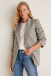 Gray Herringbone Suede Patch Leo Blazer