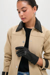 Black Short Leather Gloves
