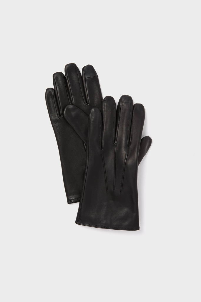 Black Short Leather Gloves