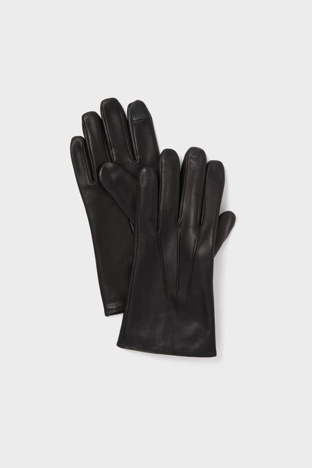 Black Short Leather Gloves