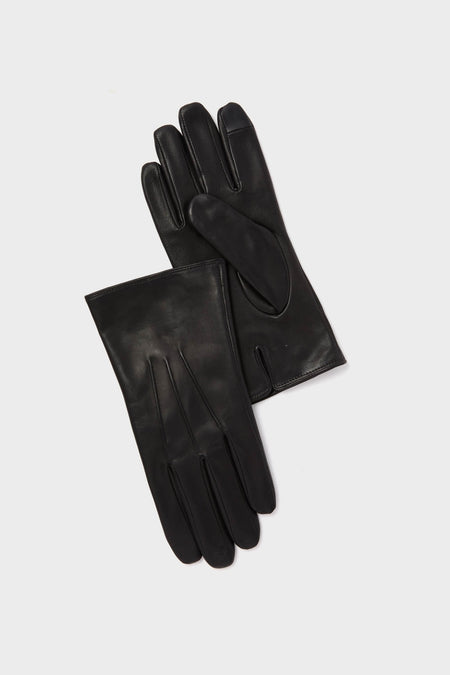 Black Short Leather Gloves