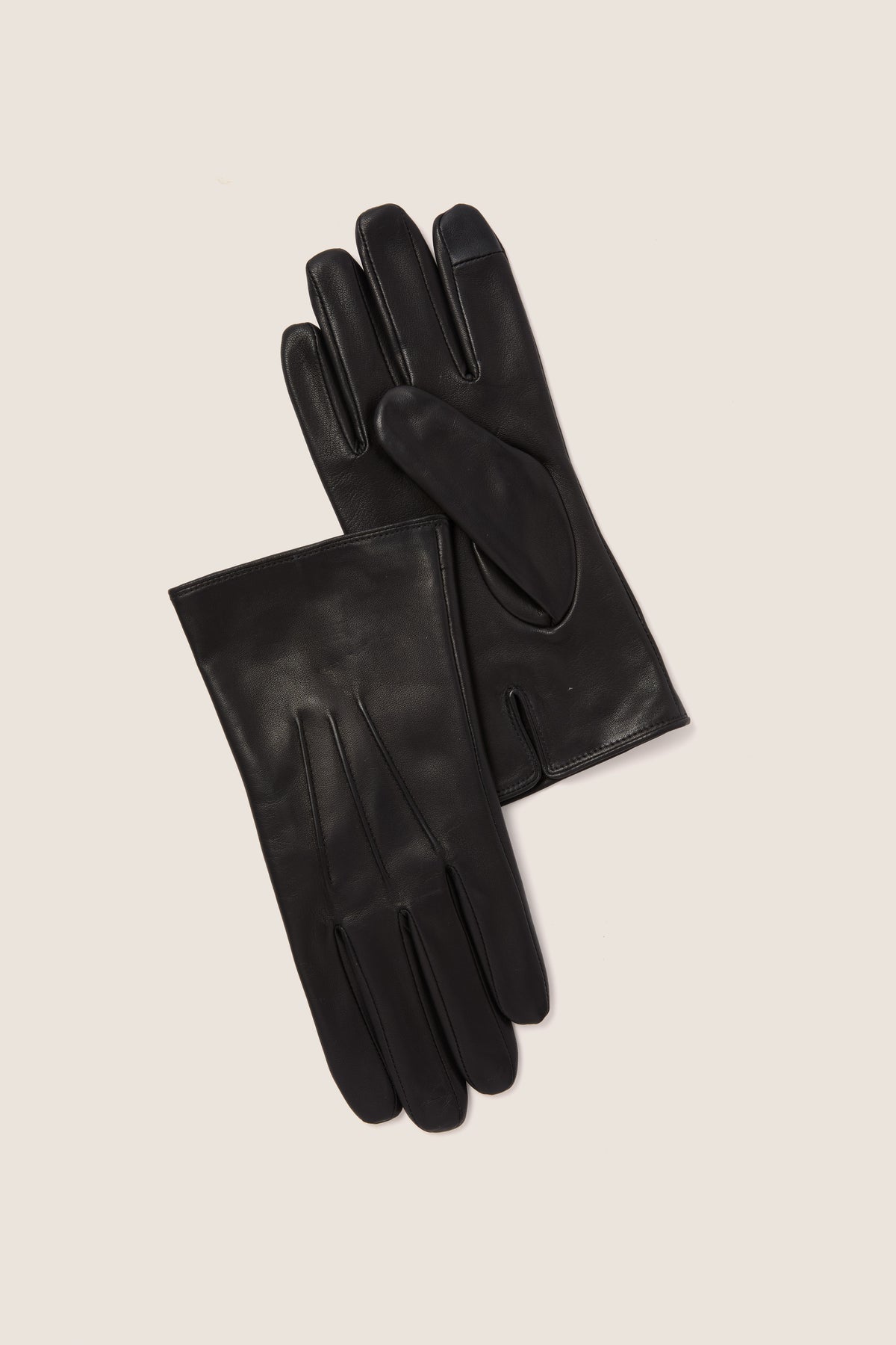 Black Short Leather Gloves