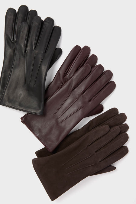 Black Short Leather Gloves