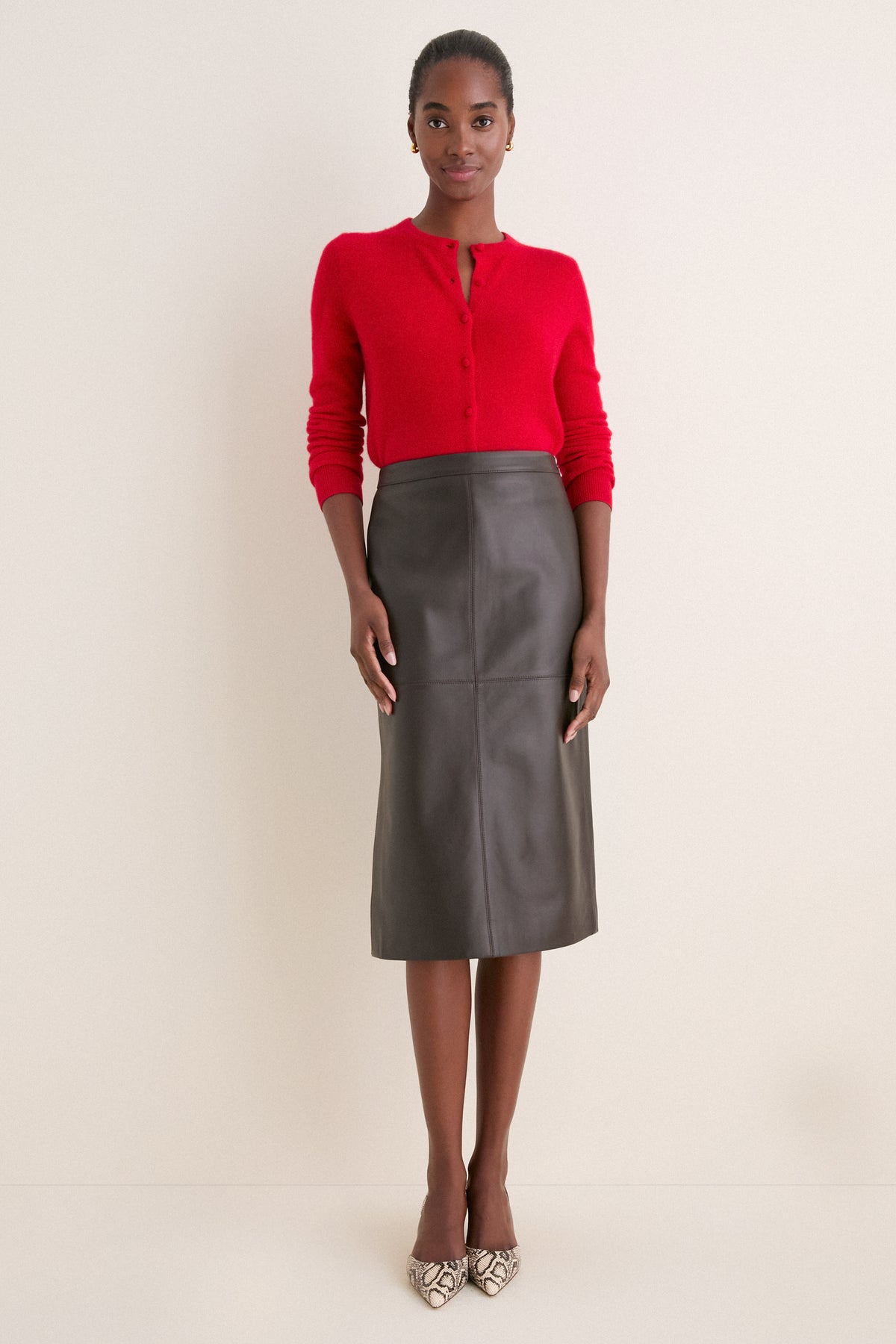 Demitasse Leather Elene Midi Skirt