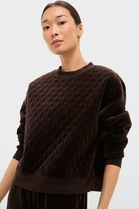 Chocolate Brown Velour Bennett Pullover