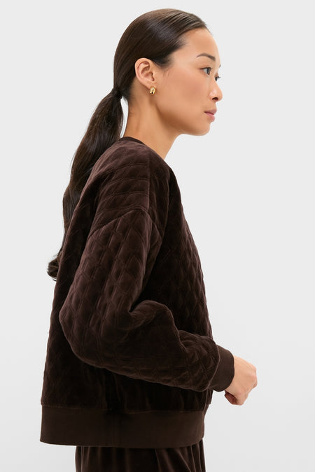 Chocolate Brown Velour Bennett Pullover