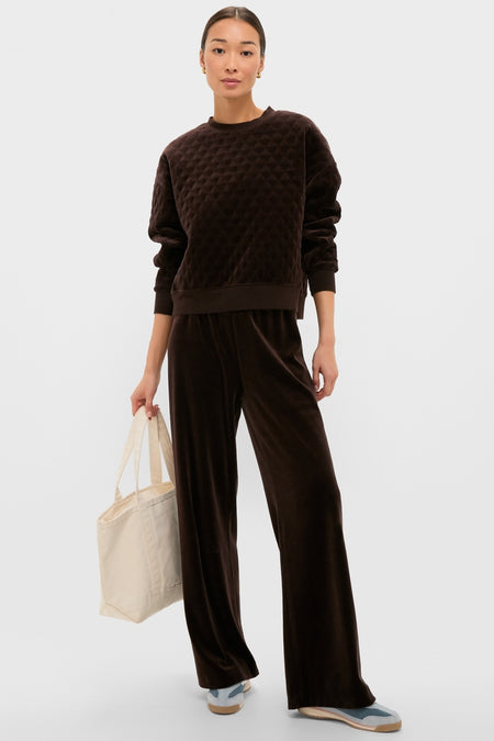 Chocolate Brown Velour Bennett Pullover