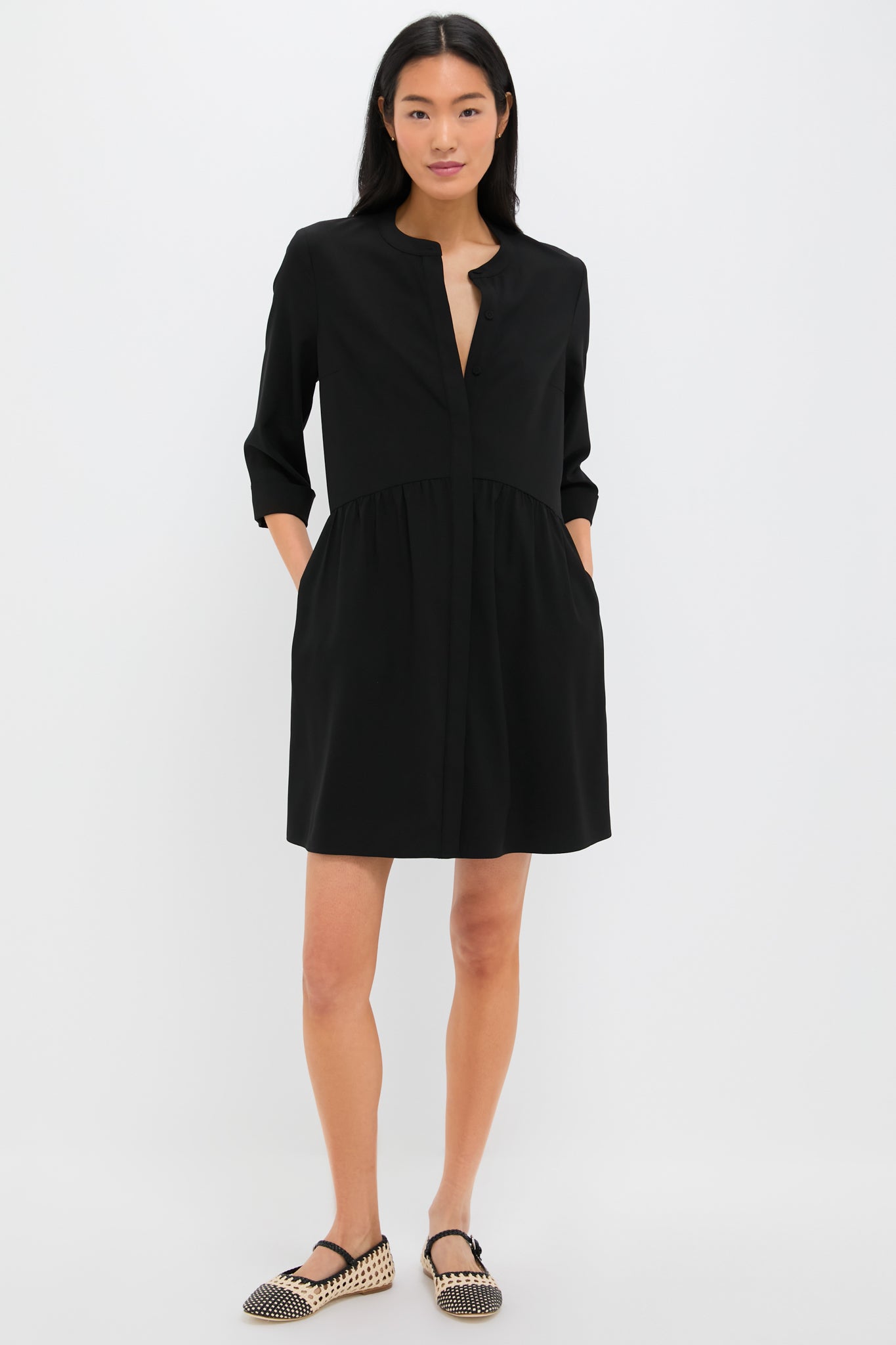 Tuckernuck Black Stretch Crepe Royal Shirt Dress Black / S