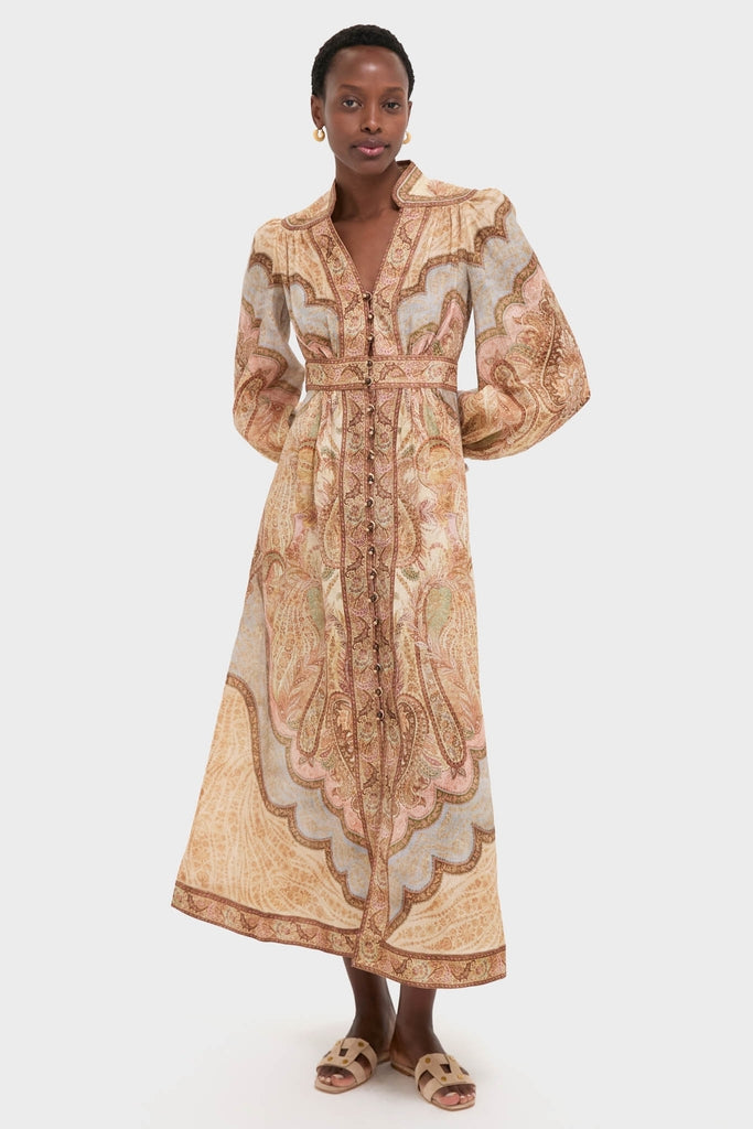 Tapestry Multi Wanderlust Plunge Midi Dress | Zimmermann