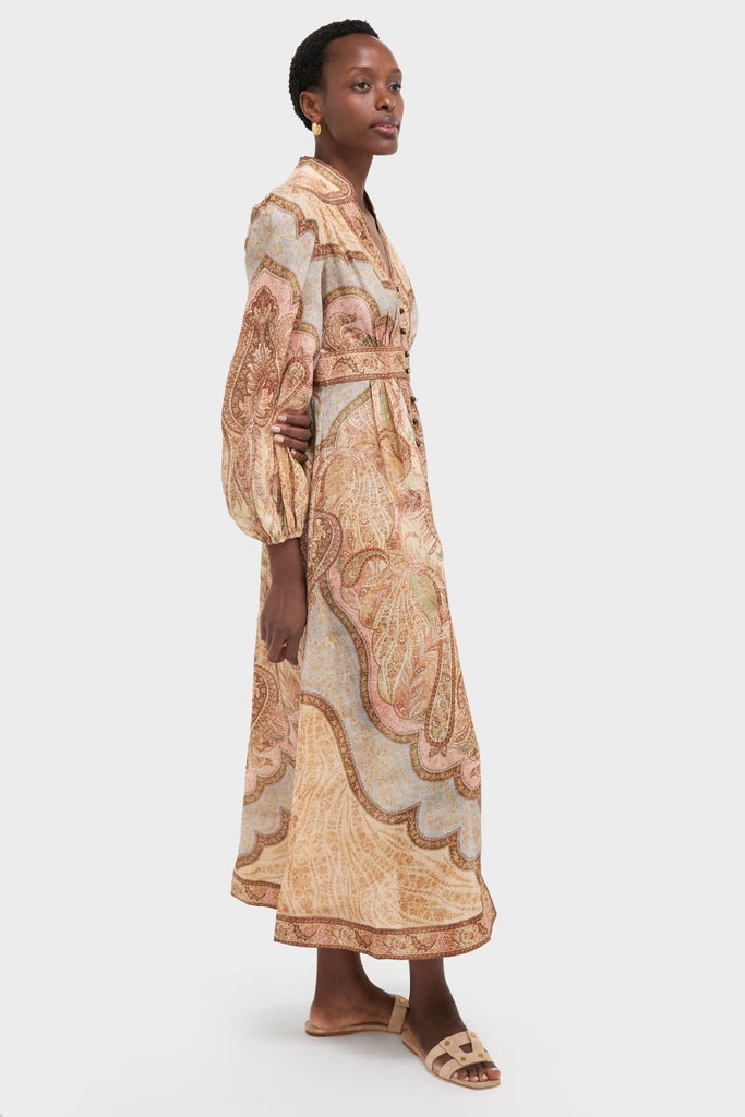 knee length dresses for ladies Tapestry Multi Wanderlust Plunge Midi Dress