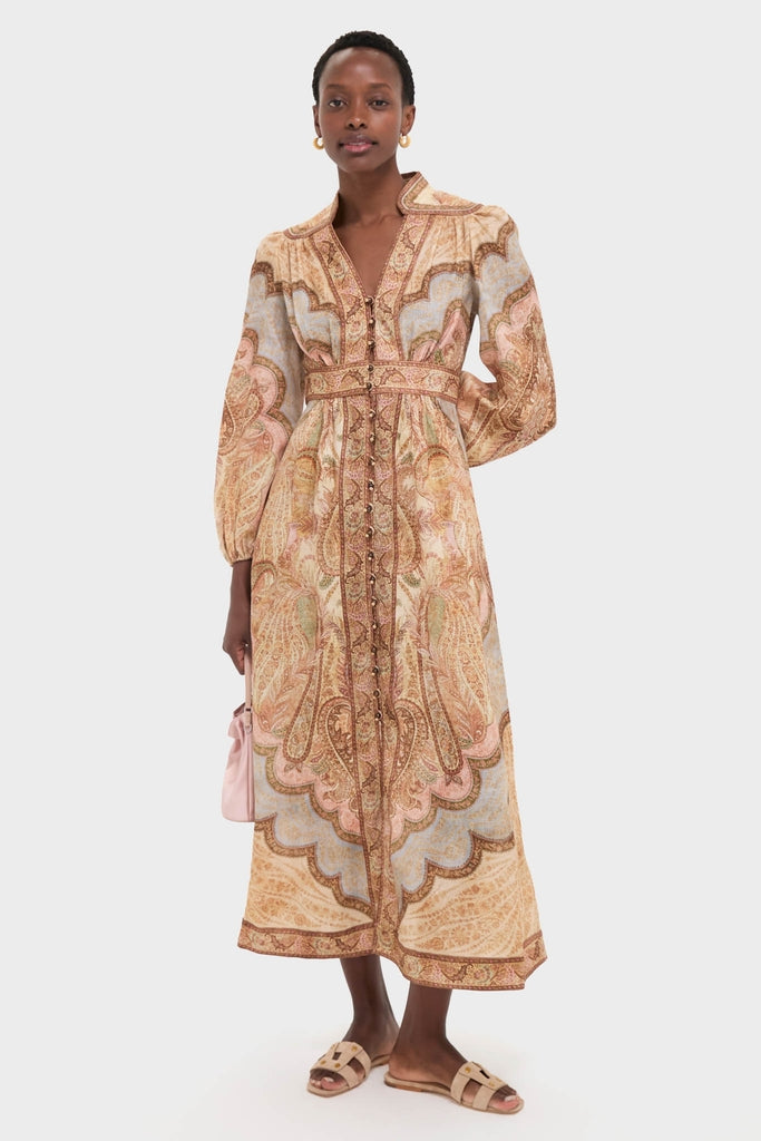 Tapestry Multi Wanderlust Plunge Midi Dress | Zimmermann Tapestry Multi Wanderlust Plunge Midi Dress | Zimmermann