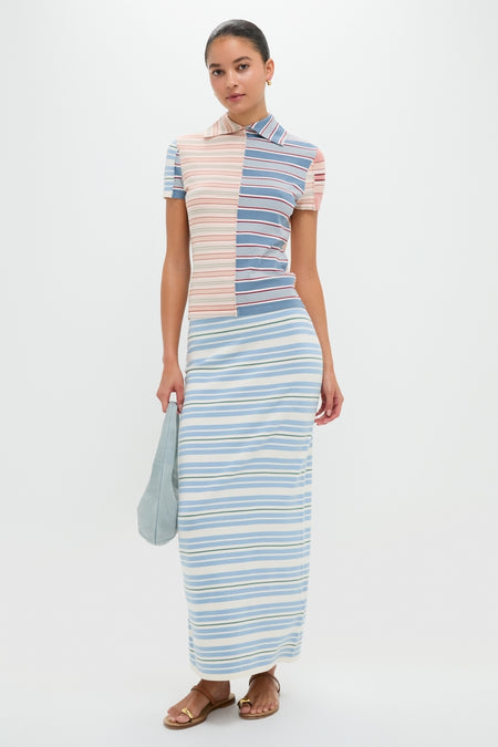 Multicolor Stripe Midi Skirt