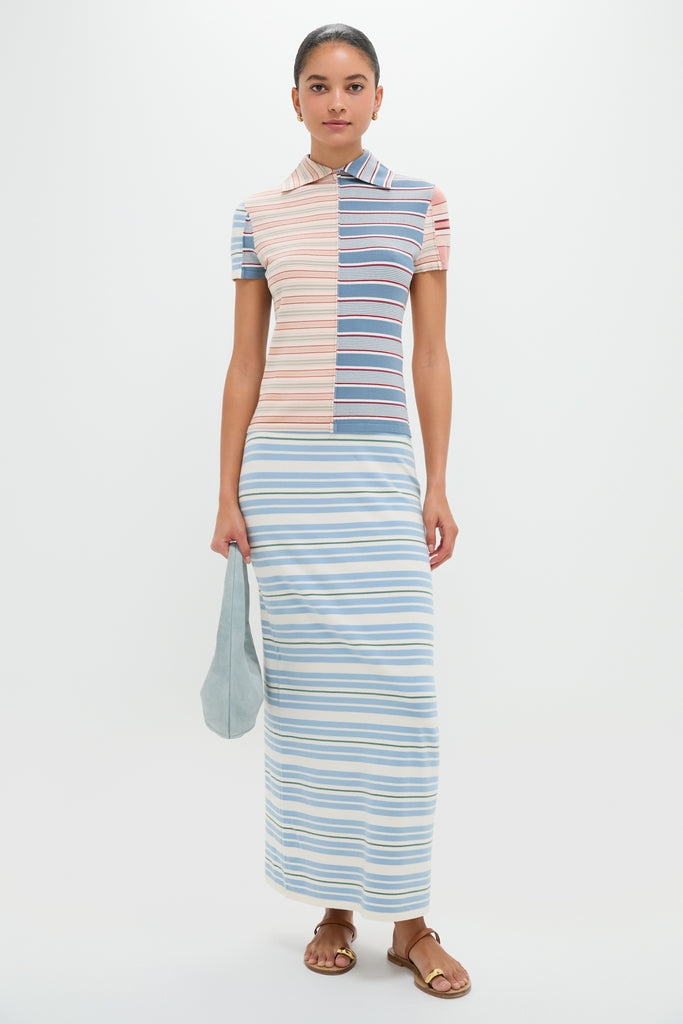 Multicolor Stripe Midi Skirt