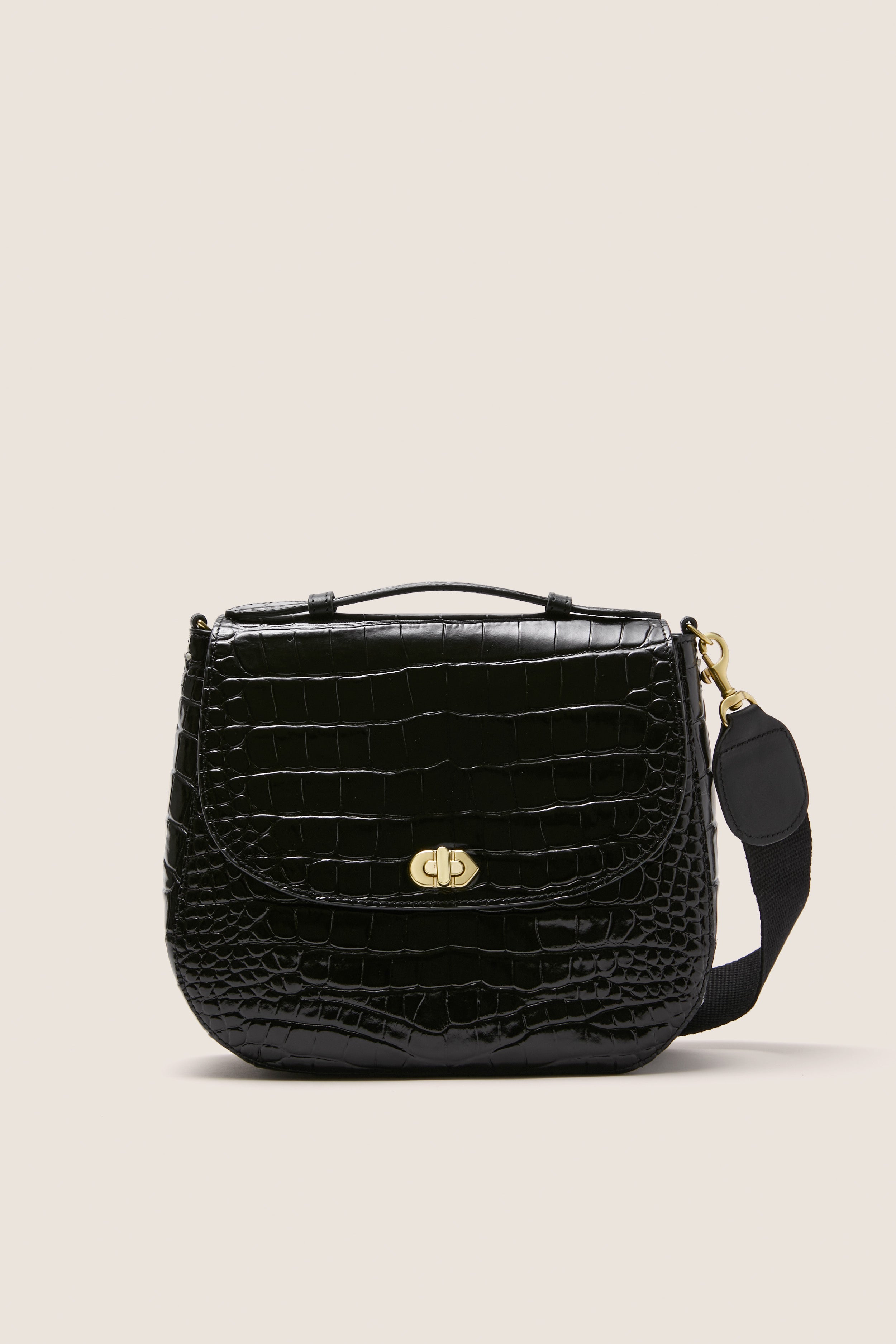 Black Croco Turnlock Louis with Top Handle | Clare V
