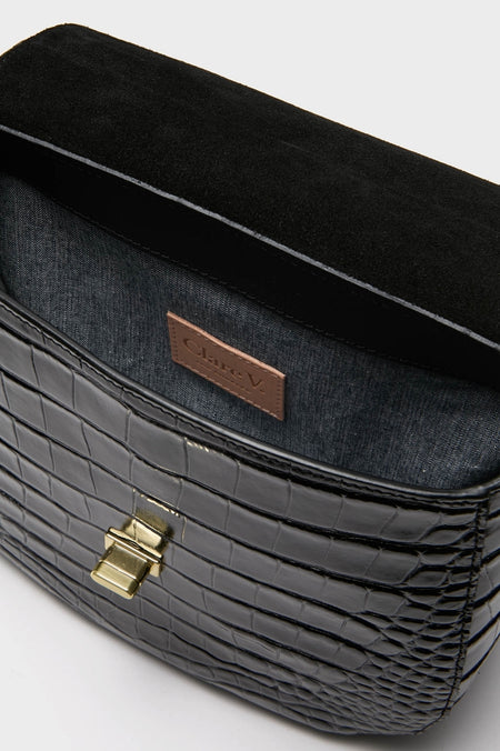 Black Croco Turnlock Louis with Top Handle