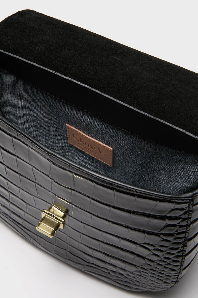 Black Croco Turnlock Louis with Top Handle