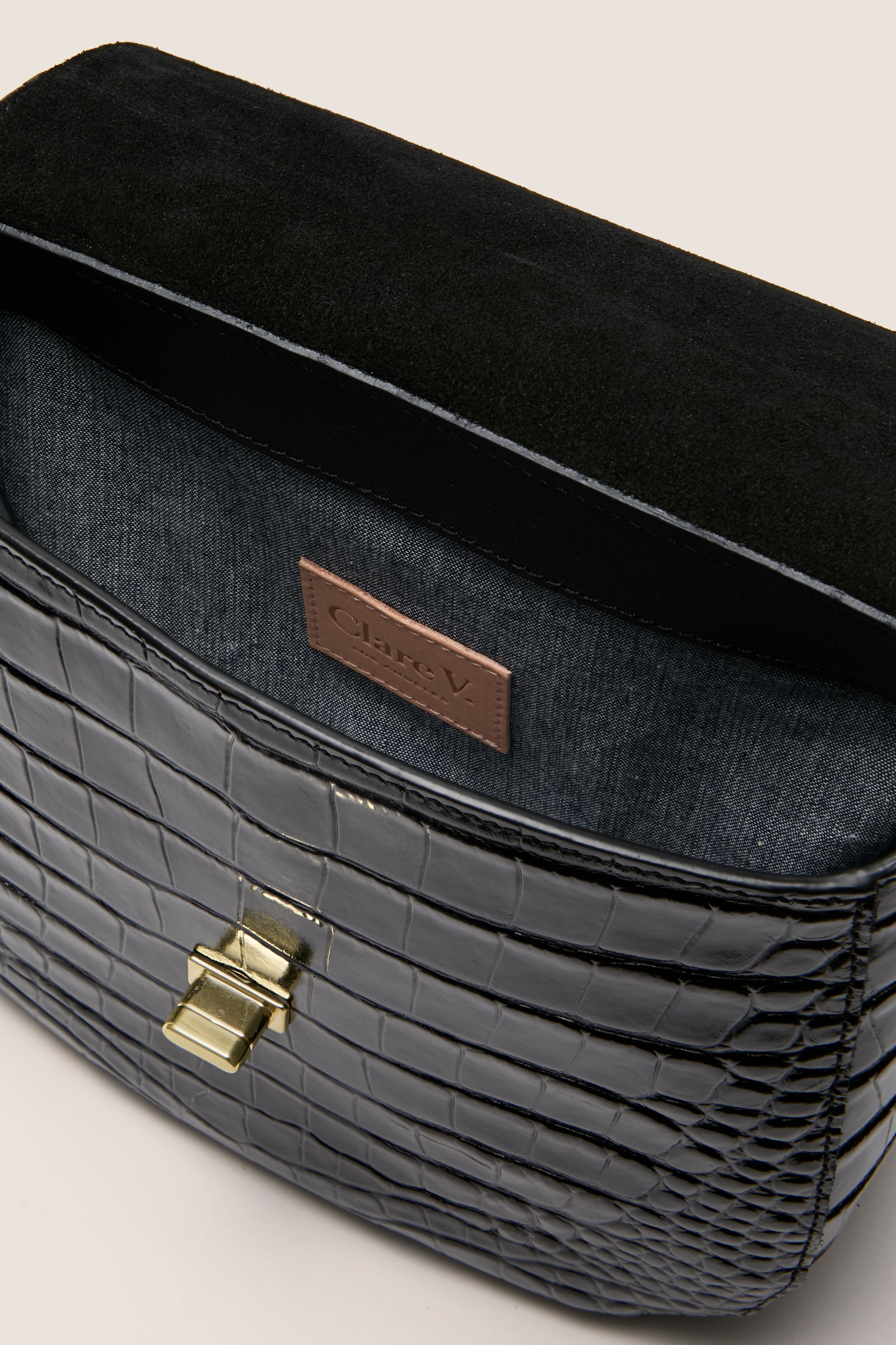 Black Croco Turnlock Louis with Top Handle