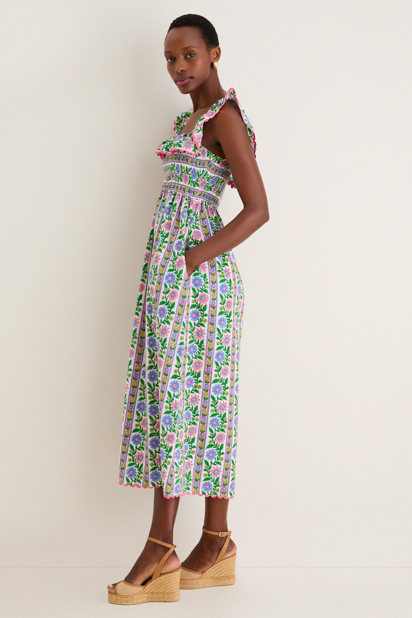 folk maxi dress Amelia Floaty sleeve Folk Print maxi dress