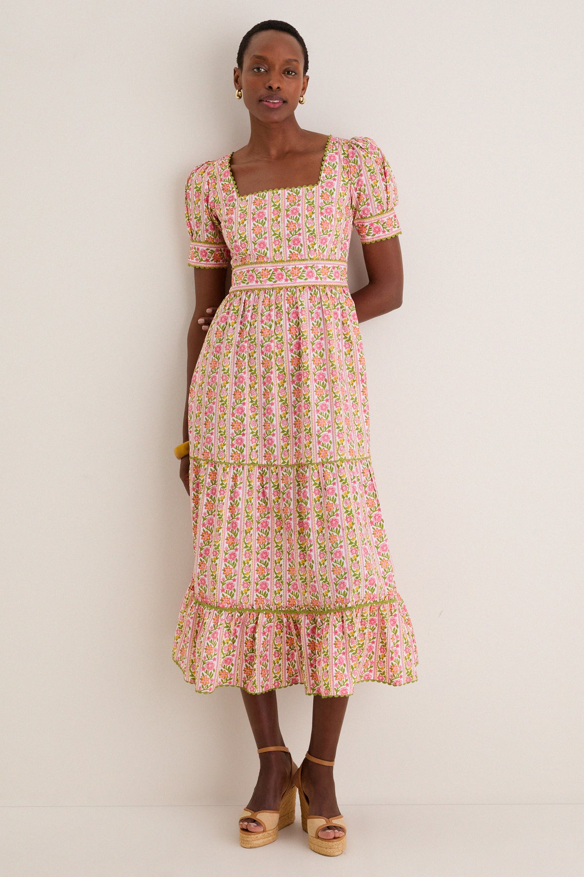 evelyn smocked maxi dress Pink City Prints Moghul Border Evelyn Dress Moghul Border / M