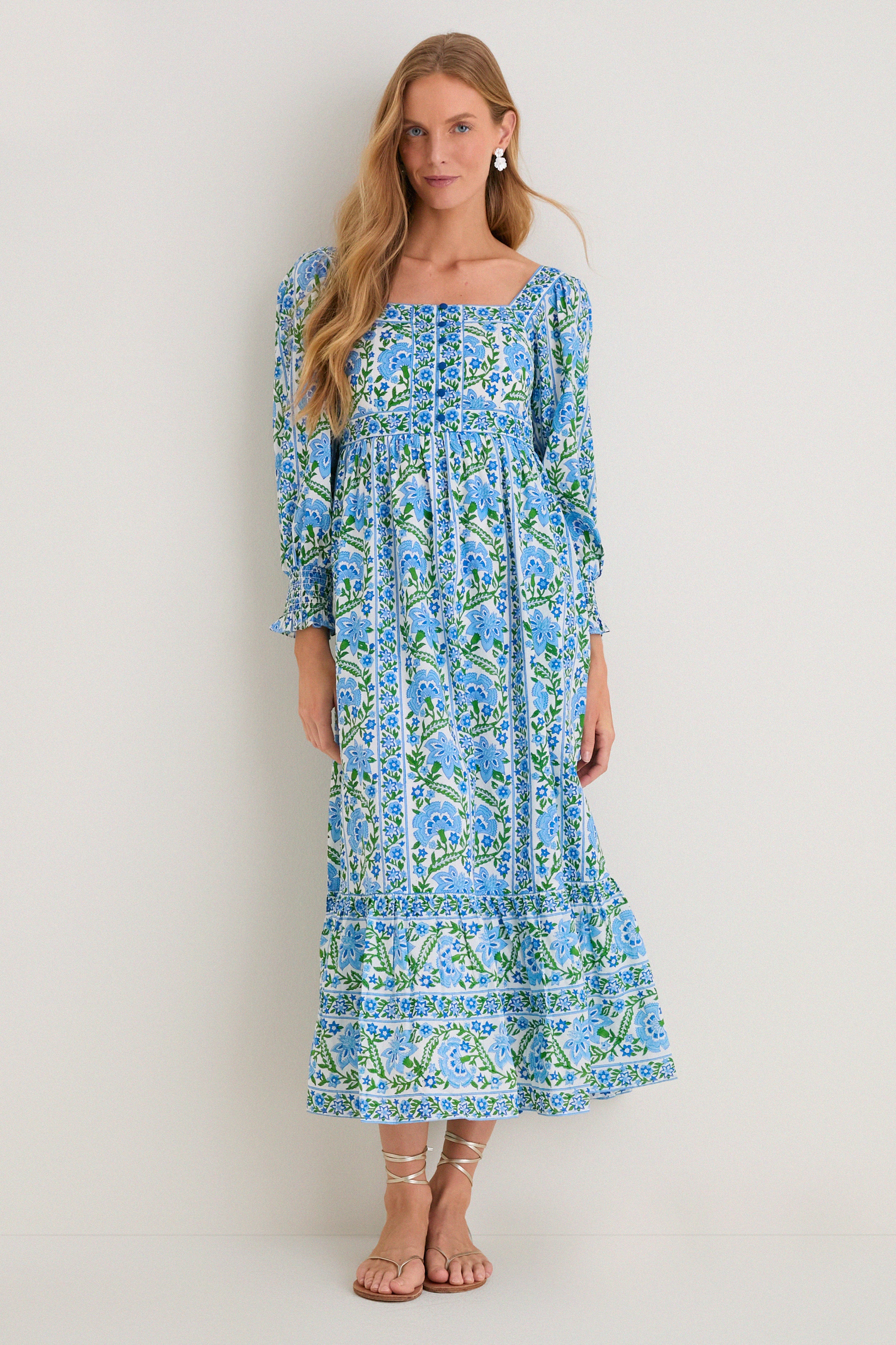 Sapphire Border Lucia Dress | Pink City Prints