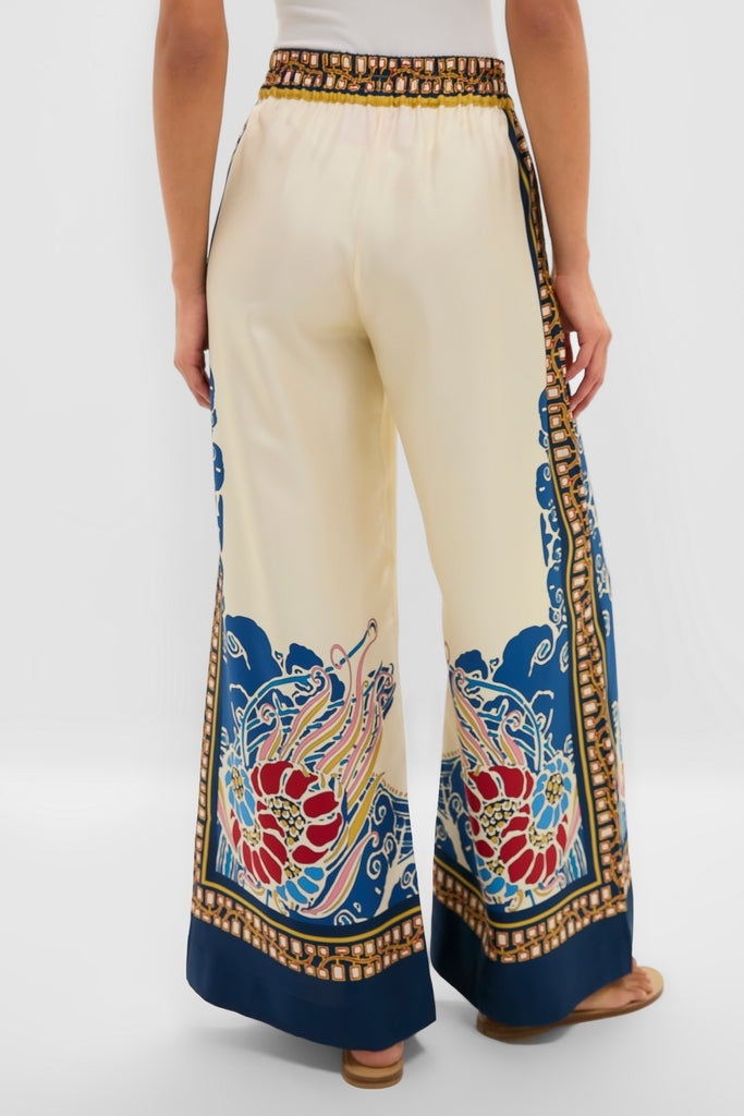 Effortlessly chic, these Lemuria Placee Palazzo Pants feature a classic wide-leg silhouette with an ornate print, offering a fun and high-end addition to your wardrobe.