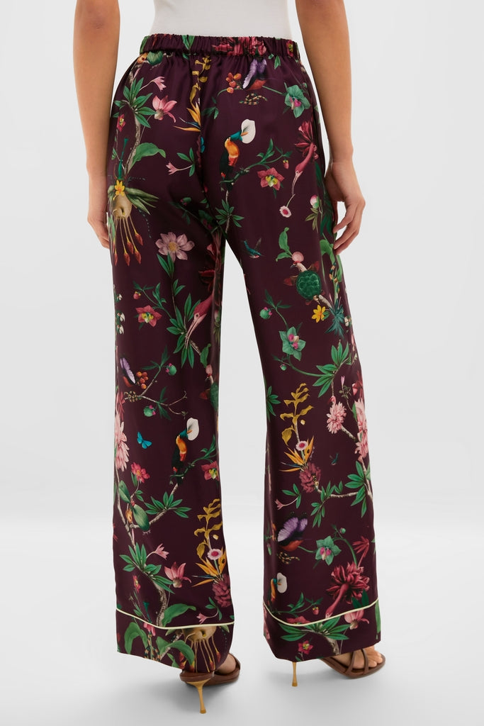 Classic Zooflora Pajama Pants in a botanical print, featuring a wide-leg cut and elastic waistband, embodying effortless fun and high-end comfort.