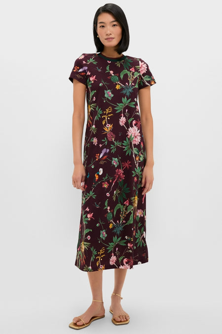 Zooflora Sporty Swing Dress: A classic, effortless cotton jersey dress with a bold floral print, perfect for fun, high-end style and versatility in everyday wear.