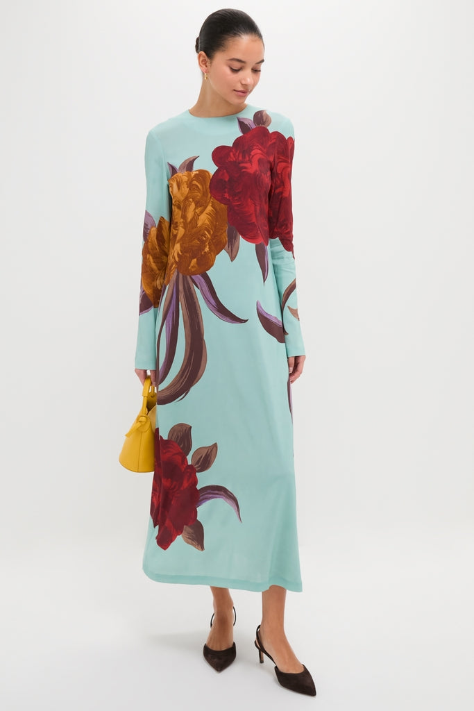 silk swing dress Silk Swing Dress with Feathers