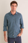 Navy Green Gingham Stretch Selvage Shirt