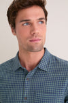 Navy Green Gingham Stretch Selvage Shirt