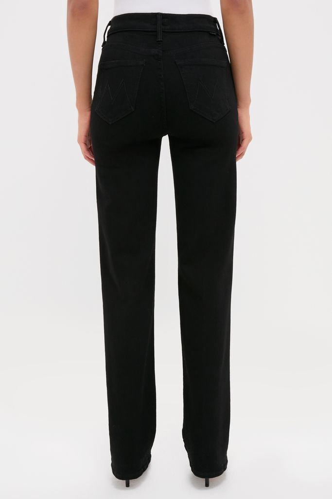 Classic and effortless, the Nighty Night The Kick It high-waisted black jeans feature a straight-leg cut, back pockets, and belt loops, embodying a fun, high-end vibe.