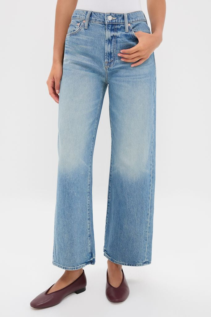 Folk Star The Dodger Flood jeans, classic and high-waisted with a wide-leg design, paired effortlessly with burgundy flats, exuding a fun, high-end style.