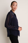 Navy Embellished Sheer Alysse Blouse