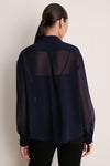 Navy Embellished Sheer Alysse Blouse