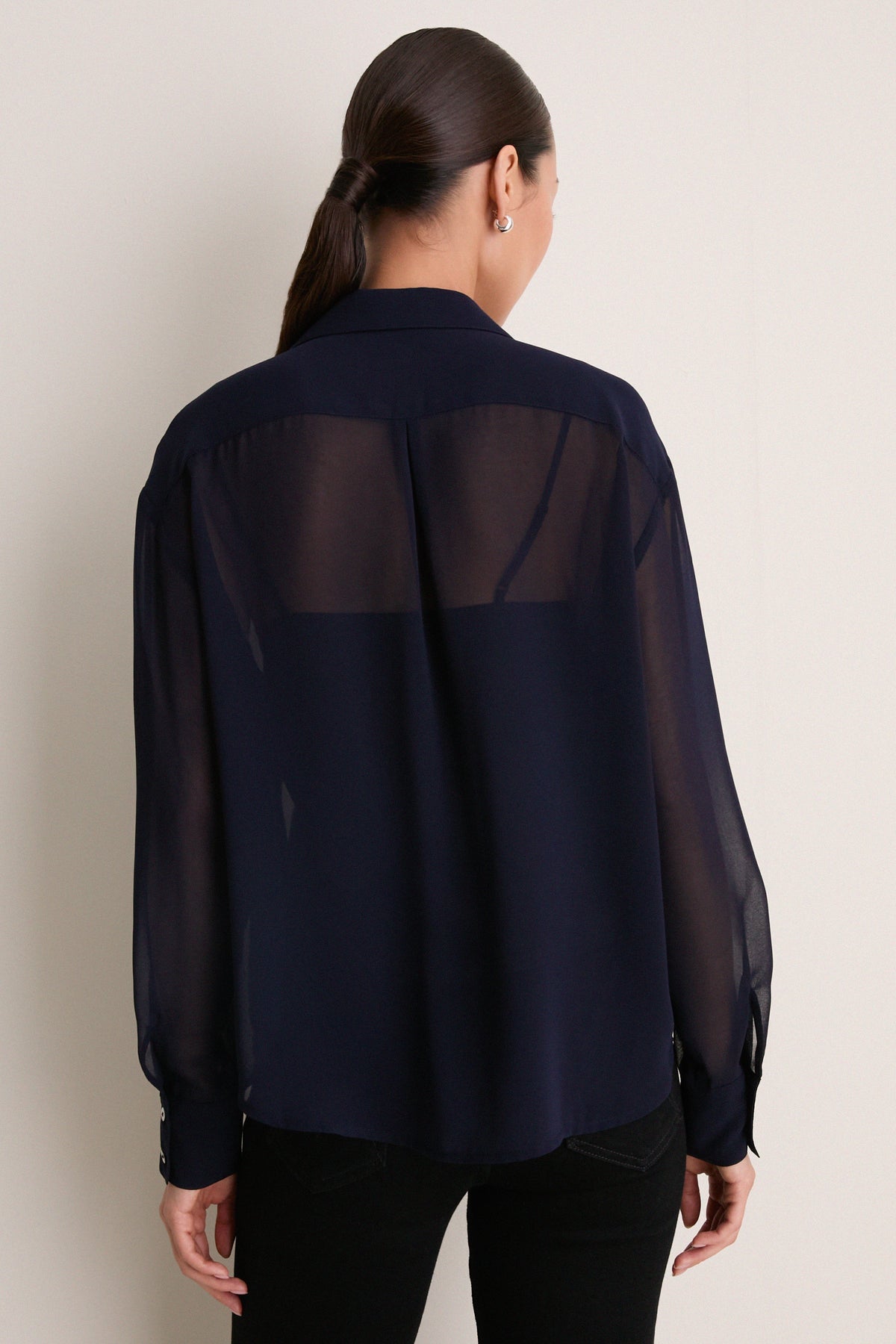 Navy Embellished Sheer Alysse Blouse