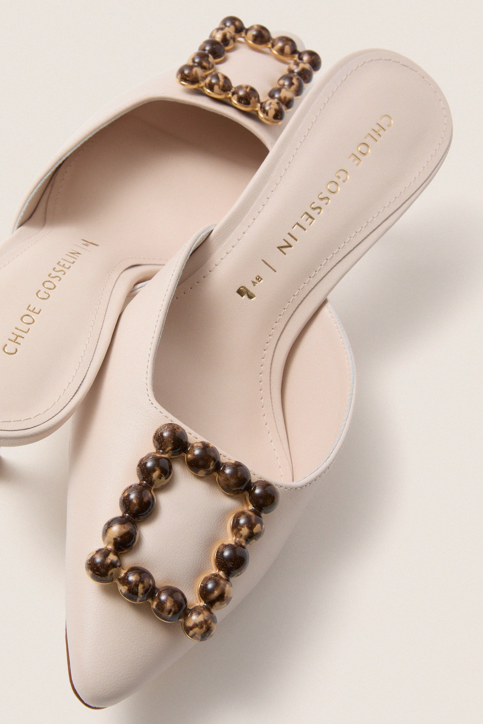 Puff Cream Leather Ave Mules