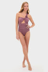 Model in the Acai Rodriguez One Piece swimsuit, showcasing its classic one-shoulder design with a front cutout and twisted-knot detail, exuding an effortless, high-end style.